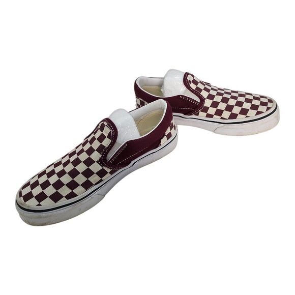 Vans Kid's Shoes Size 1 M Maroon Red White Checkered Slides Slip-On Canvas - Picture 3 of 8